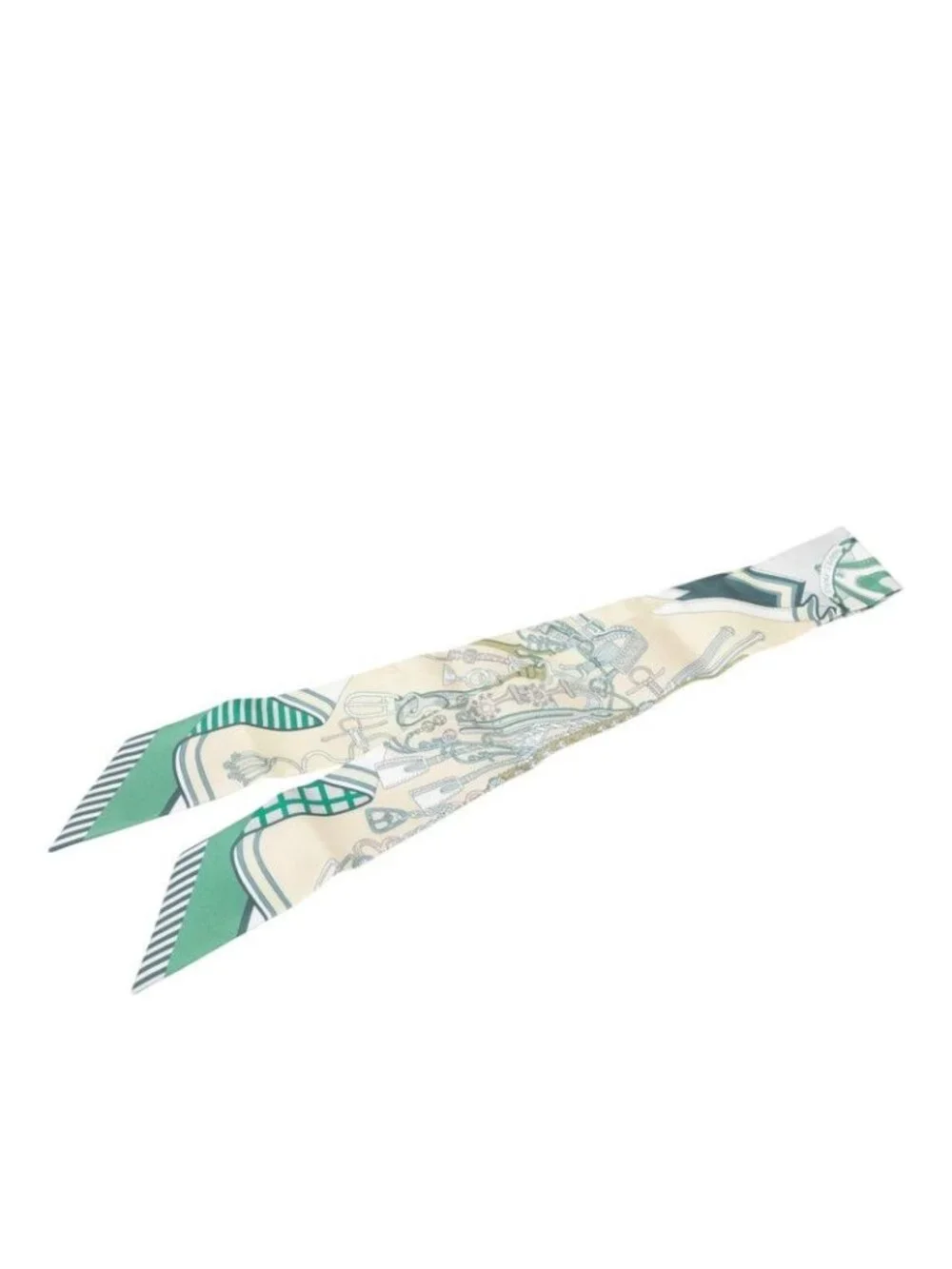 Hermes Twill Bouquets Sellier Saddlemaker's Bouquet Scarf Beige Green Silk